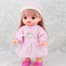 Stylish Round Collar Dress Hat Pajama Suit For Mellchan Newborn Baby Dolls Clothes Accessories Pink