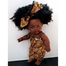 Realistic Vinyl Baby Girl Doll - Reborn 12inch African American Doll - Black Curly Hair Kids Birthday Gift Festival Present