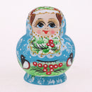 Girl Russian Nesting Doll Babushka Matryoshka Stacking Dolls Set 10 Pieces Blue Xmas Gift Christmas Decorations