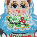 Girl Russian Nesting Doll Babushka Matryoshka Stacking Dolls Set 10 Pieces Blue Xmas Gift Christmas Decorations