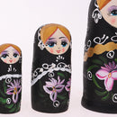 Black Russian Nesting Doll Babushka Matryoshka Stacking Dolls Set 5 Pieces Xmas Gift Christmas Decorations