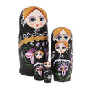 Black Russian Nesting Doll Babushka Matryoshka Stacking Dolls Set 5 Pieces Xmas Gift Christmas Decorations