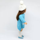 For 18 Inch American Girl Doll - Doll Winter Fashion Cute Sweater Skirt Hat Socks Outfits Fit for Girls Doll Best Gift -Blue