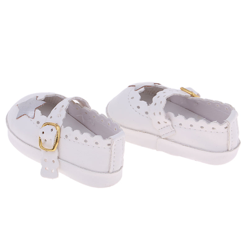 1/3 BJD Girl Dolls Princess Shoes - PU Leather Belt Casual Flats - for LUTS for DOD for Lolita Dolls Party Clothing Accessory White
