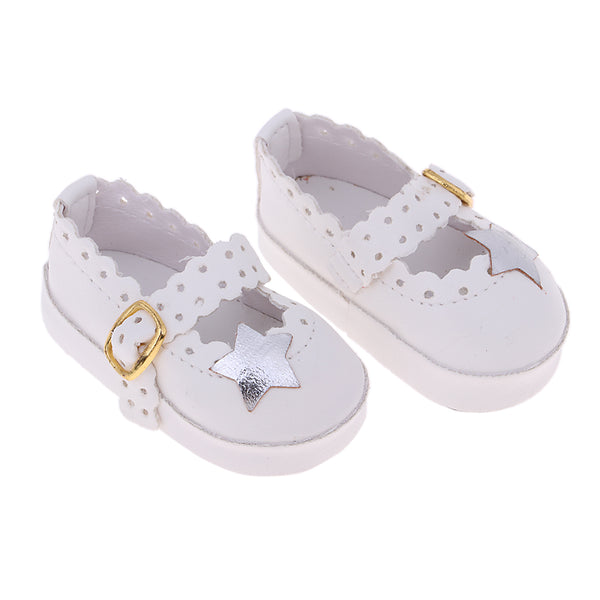 1/3 BJD Girl Dolls Princess Shoes - PU Leather Belt Casual Flats - for LUTS for DOD for Lolita Dolls Party Clothing Accessory White