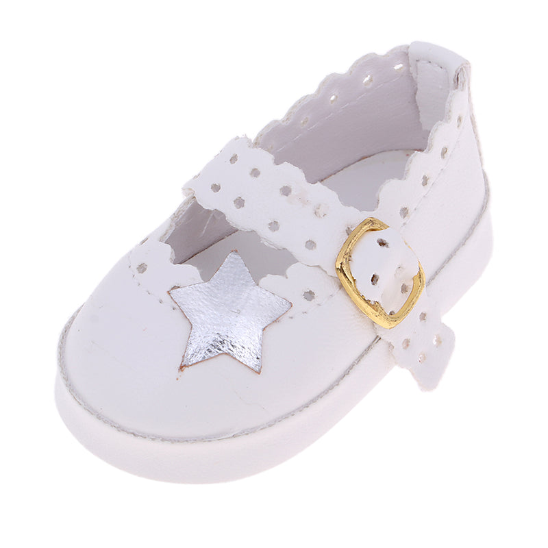 1/3 BJD Girl Dolls Princess Shoes - PU Leather Belt Casual Flats - for LUTS for DOD for Lolita Dolls Party Clothing Accessory White
