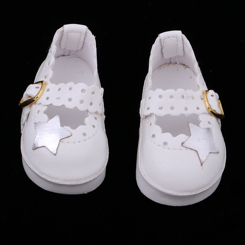 1/3 BJD Girl Dolls Princess Shoes - PU Leather Belt Casual Flats - for LUTS for DOD for Lolita Dolls Party Clothing Accessory White