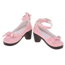 1/3 BJD Girl Dolls Princess Shoes - PU Leather Block High Heels - for LUTS for DOD for Lolita Dolls Party Clothing Accessory Pink