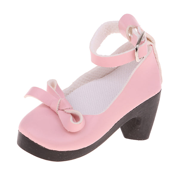 1/3 BJD Girl Dolls Princess Shoes - PU Leather Block High Heels - for LUTS for DOD for Lolita Dolls Party Clothing Accessory Pink