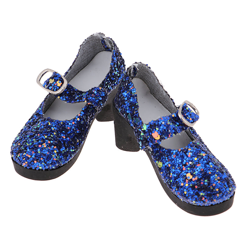 1/3 BJD Girl Dolls Shoes - PU Leather Sequin High Heels - for LUTS for DOD for Lolita Dolls Party Clothing Accessory Navy Blue
