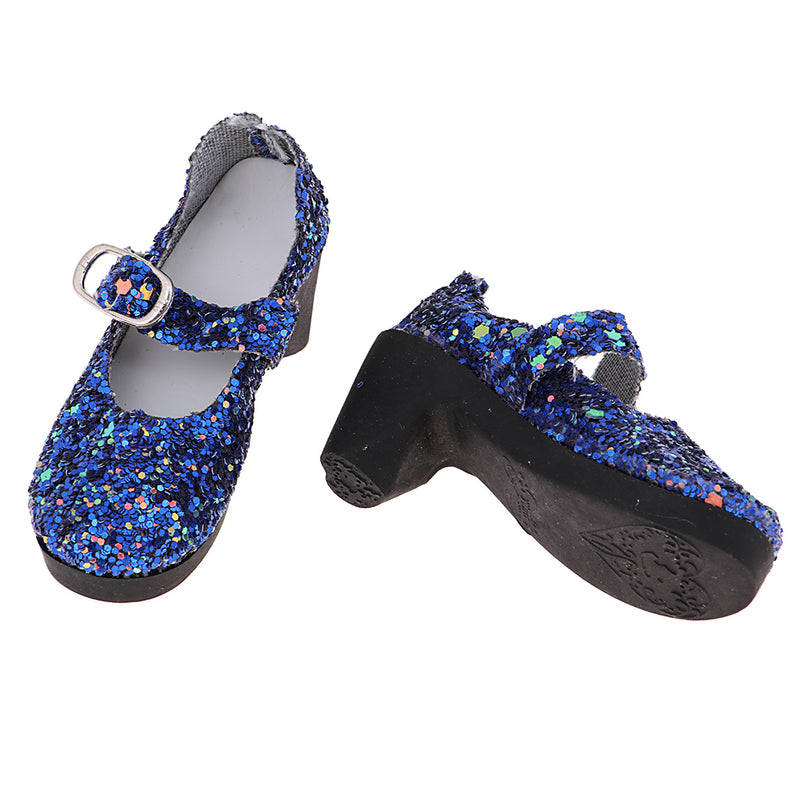 1/3 BJD Girl Dolls Shoes - PU Leather Sequin High Heels - for LUTS for DOD for Lolita Dolls Party Clothing Accessory Navy Blue