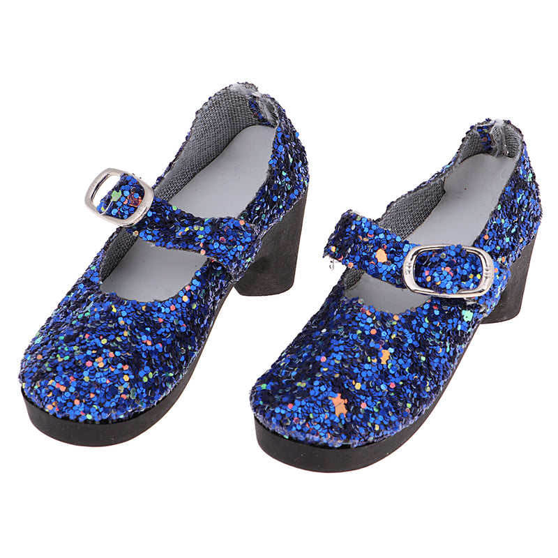 1/3 BJD Girl Dolls Shoes - PU Leather Sequin High Heels - for LUTS for DOD for Lolita Dolls Party Clothing Accessory Navy Blue