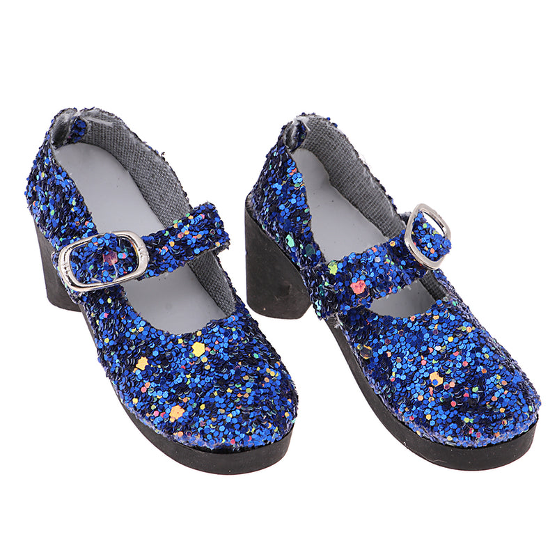 1/3 BJD Girl Dolls Shoes - PU Leather Sequin High Heels - for LUTS for DOD for Lolita Dolls Party Clothing Accessory Navy Blue