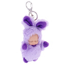 Fluffy Key Ring Keychain Sleeping Doll Bag Car Hanging Ornament Pendant Xmas Gift -Light Purple