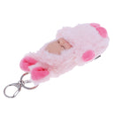 Fluffy Key Ring Keychain Sleeping Baby Doll Bag Car Hanging Ornament Pendant Xmas Gift -Pink