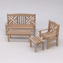 1/12 Dollhouse Miniature Unpainted Furniture Garden Park Decor Bench Chair Table Stool Set Kids Pretend Play Toy