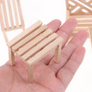 1/12 Dollhouse Miniature Unpainted Furniture Garden Park Decor Bench Chair Table Stool Set Kids Pretend Play Toy