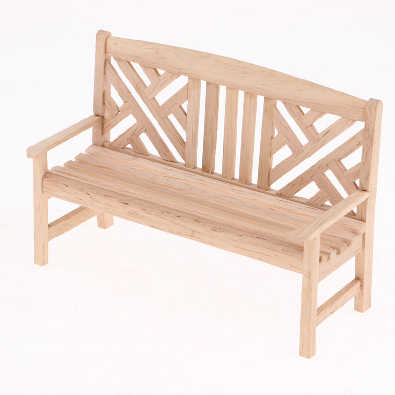 1/12 Dollhouse Miniature Unpainted Furniture Garden Park Decor Bench Chair Table Stool Set Kids Pretend Play Toy