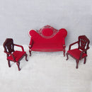 1/12 Dollhouse Miniature Living Room Furniture Garden Decor Wine Red Sofa Couch Set Kids Pretend Play Toy
