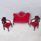 1/12 Dollhouse Miniature Living Room Furniture Garden Decor Wine Red Sofa Couch Set Kids Pretend Play Toy