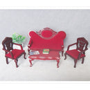 1/12 Dollhouse Miniature Living Room Furniture Garden Decor Wine Red Sofa Couch Set Kids Pretend Play Toy