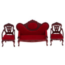 1/12 Dollhouse Miniature Living Room Furniture Garden Decor Wine Red Sofa Couch Set Kids Pretend Play Toy