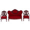 1/12 Dollhouse Miniature Living Room Furniture Garden Decor Wine Red Sofa Couch Set Kids Pretend Play Toy