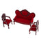 1/12 Dollhouse Miniature Living Room Furniture Garden Decor Wine Red Sofa Couch Set Kids Pretend Play Toy