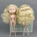 Girl Doll Head Sculpt with Golden Hair without Facial Features for BJD Doll DIY Accessory
