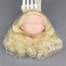 Girl Doll Head Sculpt with Golden Hair without Facial Features for BJD Doll DIY Accessory
