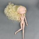 Girl Doll Head Sculpt with Golden Hair without Facial Features for BJD Doll DIY Accessory