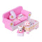 1/24 Dollhouse Miniature Living Room Furniture Sofa with Cushion & End Table Accs Pink