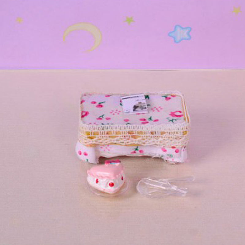 1/24 Dollhouse Miniature Living Room Furniture Sofa with Cushion & End Table Accs Pink