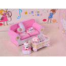 1/24 Dollhouse Miniature Living Room Furniture Sofa with Cushion & End Table Accs Pink
