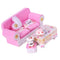 1/24 Dollhouse Miniature Living Room Furniture Sofa with Cushion & End Table Accs Pink