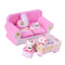 1/24 Dollhouse Miniature Living Room Furniture Sofa with Cushion & End Table Accs Pink