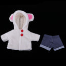 Handmade White Plush Hooded Coat with Short Pants for 25cm Mellchan Baby Reborn Doll