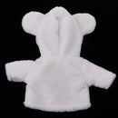 Handmade White Plush Hooded Coat with Ear Hat for 25cm Mellchan Baby Reborn Doll