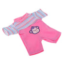 Pink Striped Jumpsuit with Monkey Design Clothes for 25cm Mellchan Baby Reborn Doll