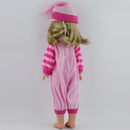 Fashion Doll Clothing Striped Sleeve Jumpsuit with Hat for 16inch Salon Doll Pink