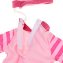 Fashion Doll Clothing Striped Sleeve Jumpsuit with Hat for 16inch Salon Doll Pink
