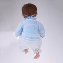 45cm Adorable Vinyl Reborn Awake Baby Doll Model in Blue Top White Pants Clothes Outfit Accessories