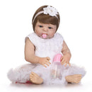 57cm Adorable Silicone Princess Reborn Doll Model in White Dress Outfit Accessories