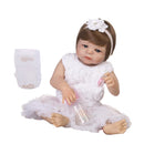 57cm Adorable Silicone Princess Reborn Doll Model in White Dress Outfit Accessories