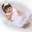 57cm Adorable Silicone Princess Reborn Doll Model in White Dress Outfit Accessories