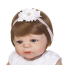 57cm Adorable Silicone Princess Reborn Doll Model in White Dress Outfit Accessories