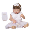 57cm Adorable Silicone Princess Reborn Doll Model in White Dress Outfit Accessories