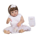 57cm Adorable Silicone Princess Reborn Doll Model in White Dress Outfit Accessories