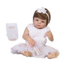 57cm Adorable Silicone Princess Reborn Doll Model in White Dress Outfit Accessories