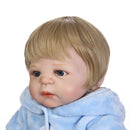 Reborn Boy Doll Soft Vinyl Baby Boy 22inch 56cm Pacifier Diaper Bottle Cute Boy Wearing Jumpsuits Doll Gift for Ages 3+